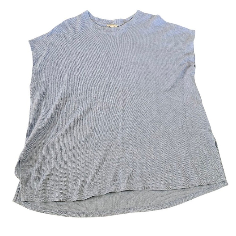 Eileen Fisher Organic Cotton Light Blue Knit Top Womens Large Shirt Basic